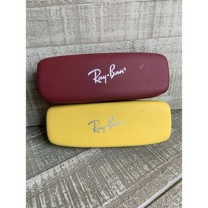 Ray Ban Junior Glasses Case Red Yellow Velvet Lining - CASES ONLY lot Of 2